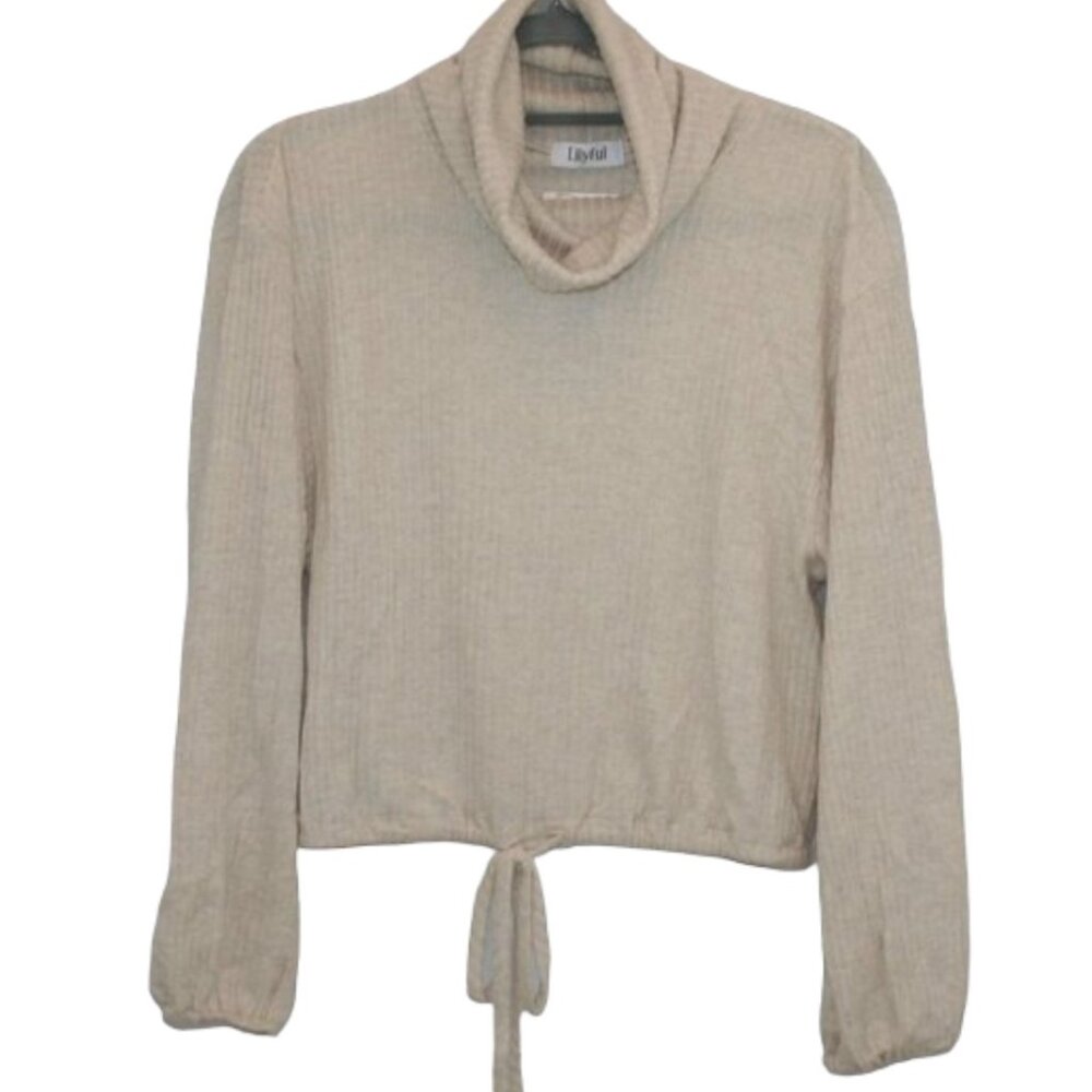 Lilyful Cropped Turtleneck Long sleeve Top NWT Size M - Picture 6 of 8